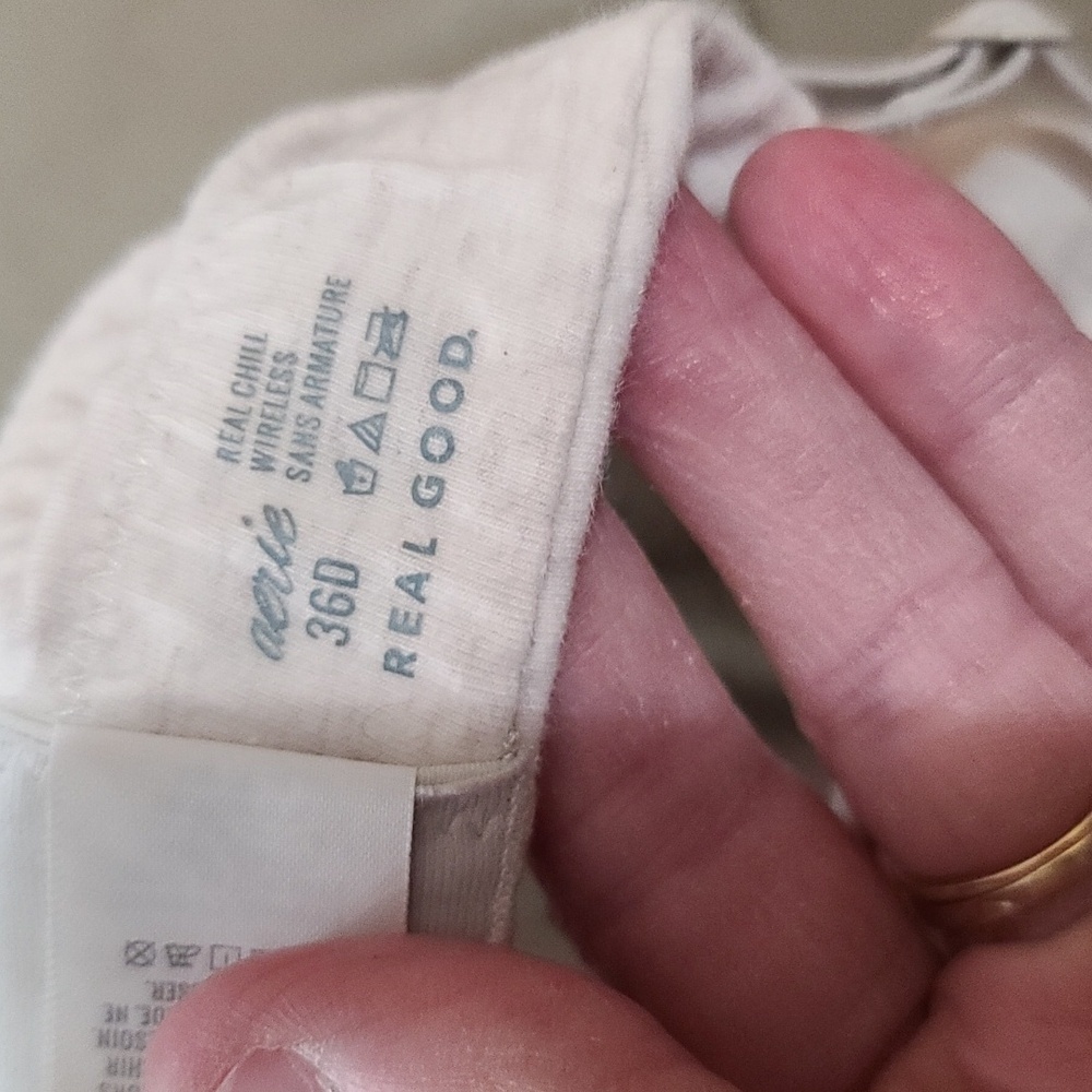Aerie Womens Bra Cream/Gray Heathered Adjustable Straps Light Padding Sz 36D GUC - Picture 6 of 8